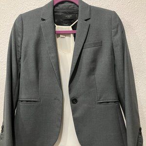 J. Crew 1035 Petite Grey Blazer Super 120s, Size 2P